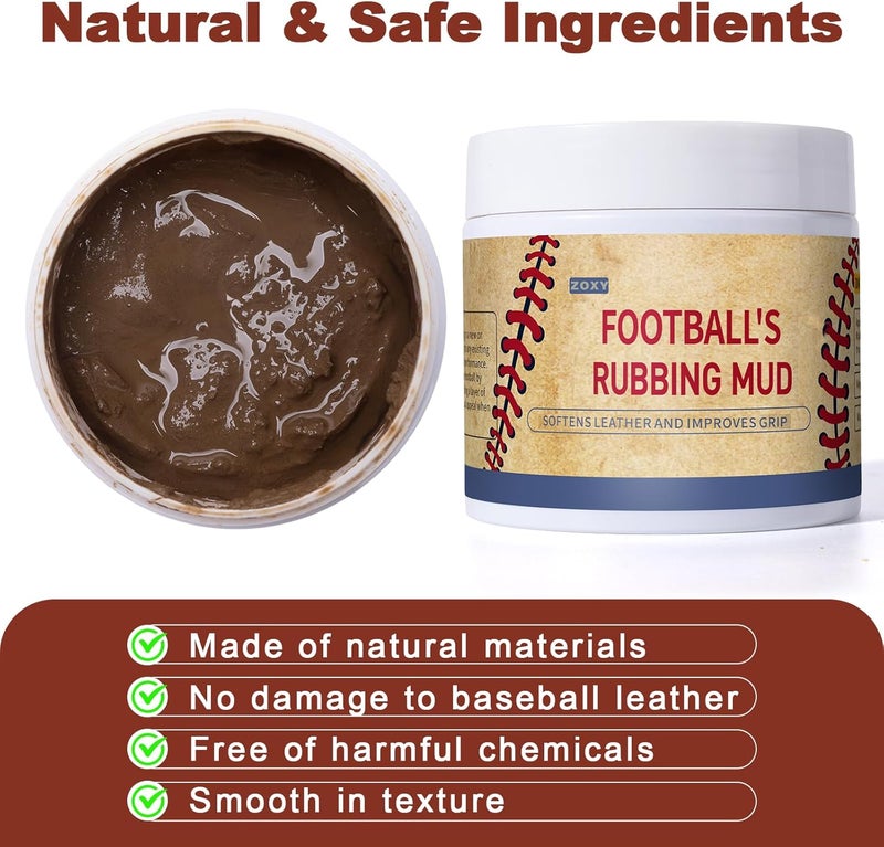 ZOXY Football Rubbing Mud for Breaking in & Enhanced Grip & Darkening Leather, Take The Shine Off New Balls, Football Mud for Leather & Composite Game Balls - Image 2